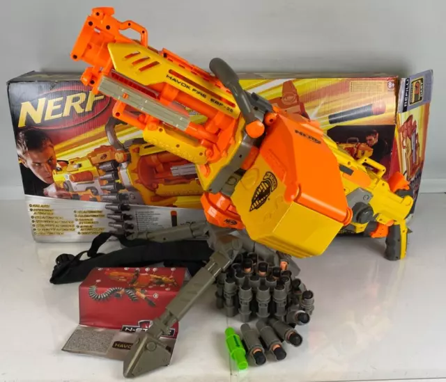 Nerf N-Strike Havok Fire EBF-25 Motorised Machine Gun Blaster w/24 Bullets + Box