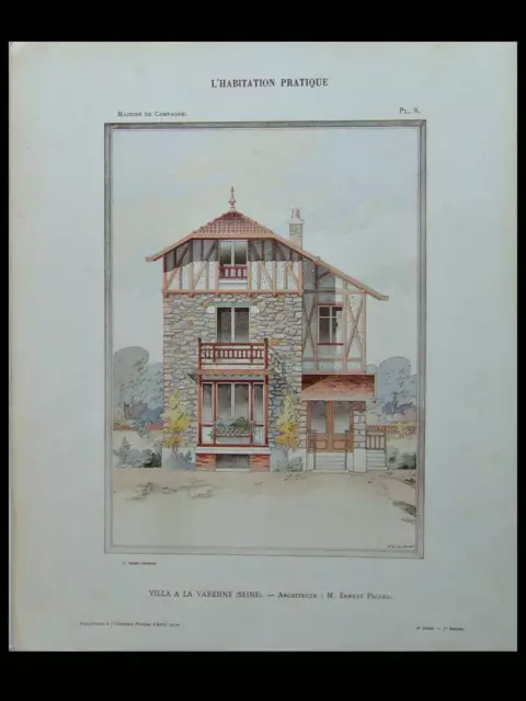 La Varenne Saint Hilaire, Villa Avenue Du Chateau- 1910 - Color Board - Picard