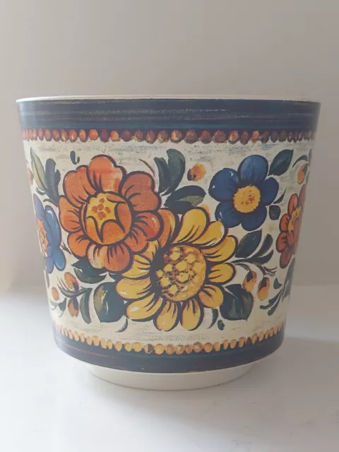 Emsa West German Plant Pot Planter Floral Retro Vintage Plastic 6" X 6.5"