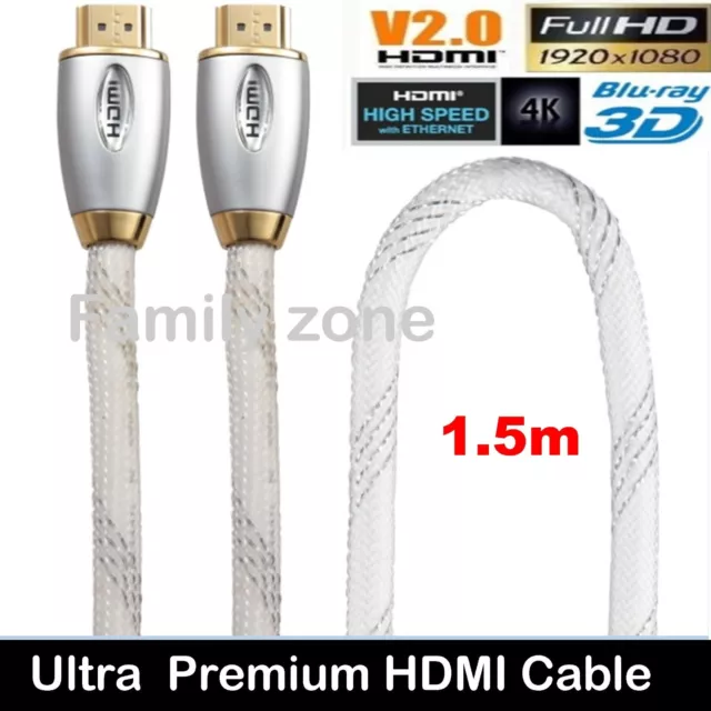 Ultra Superior Premium HDMI Cable V2.0 Gold Plated High Speed Audi Ethernet 1-5m