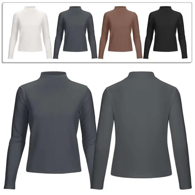 Women's Mock Turtle Neck Long Sleeve Tops Basic Classic Layering Shirt Winter