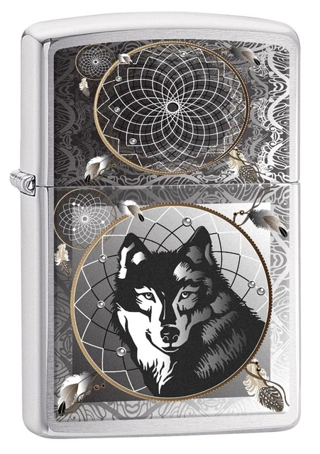 Zippo Lighter, Wolf Dreamcatcher - Brushed Chrome 77133