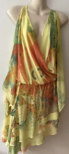 Stunning Tunic Festival / Beach Holiday Dress Floral Beaded Size S