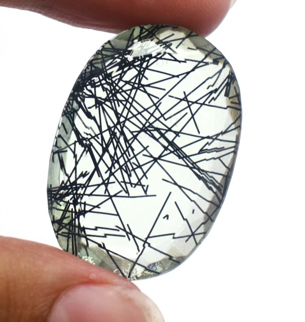 77.40CT Certifié Forme Ovale Merveilleux Noir Rutile Quartz Gemme DE1183