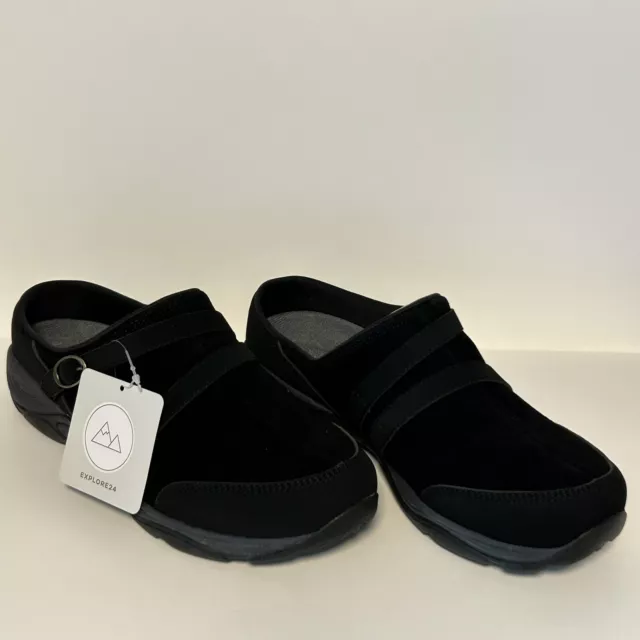Women’s Easy Spirit Equinox Slip-on Mules Shoes Black Suede Size 10 M NIB Tags