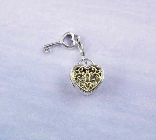 AUTHENTISCHE PANDORA SILBER 925 14K Gold Herzen Schloss Perle 796483 ...