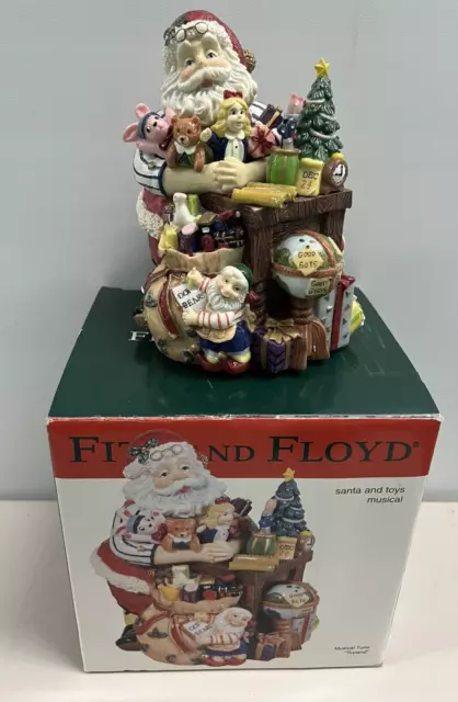 Fitz and Floyd Santa and Toys Musical Working Box Toyland Good 8" Great Shape