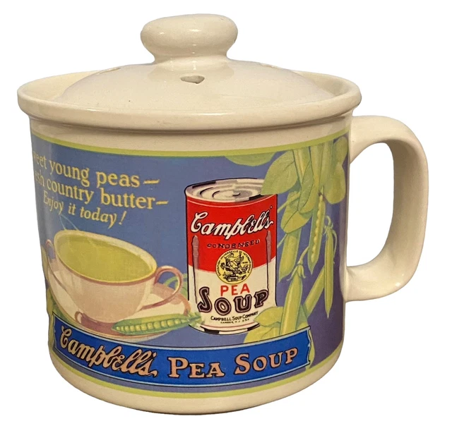 Vintage 1993 Campbells Pea Soup 14 oz Ceramic Mug W/ 1925 Streetcar Ad Westwood
