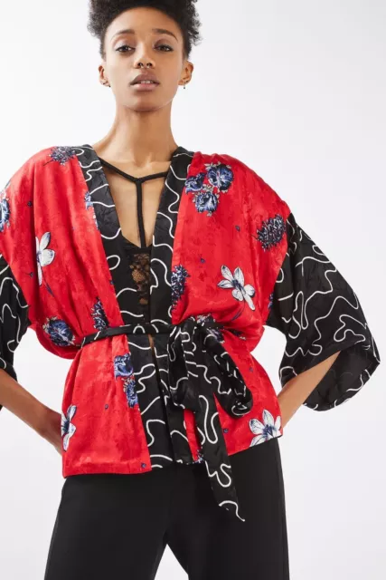 NWT Topshop Jacquard Floral Kimono Jacket Size US 4