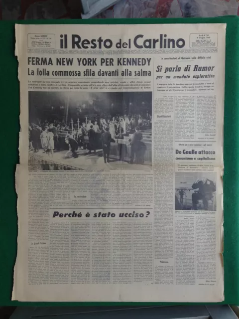 Il Resto Del Carlino 8/6/1968 , New York Ferma Per Kennedy , La Salma