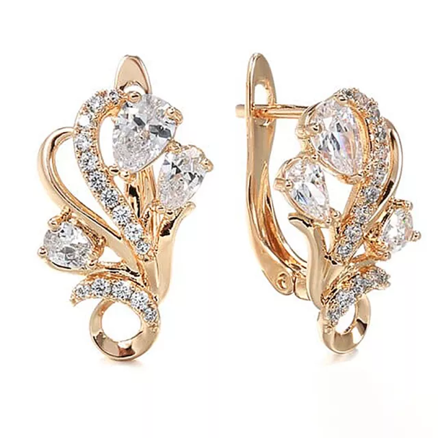 Elegant 18k Yellow Gold Plated Wedding Hoop Earring Women Cubic Zirconia Jewelry