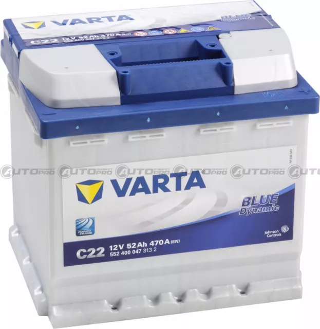 Batterie Voiture VARTA C22 12 V 52 Ah Ampère 470A Fr Dynamic 207x175x190