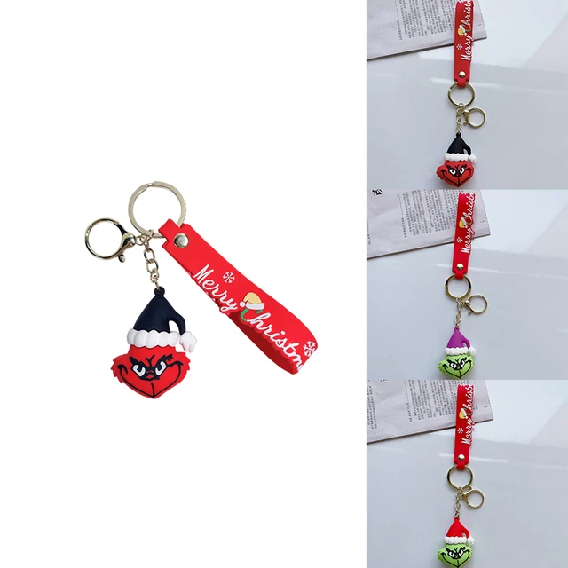 Grinch portachiavi pelliccia verde mostro ciondolo borsa accessori veleno di Natale