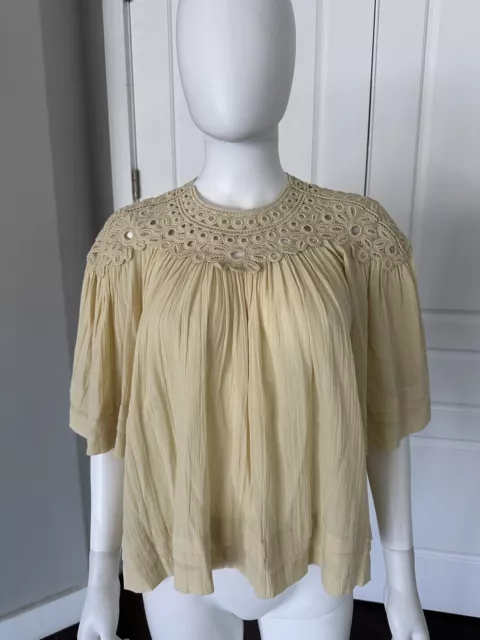 ISABEL MARANT Short Sleeve Beige  Cotton Blouse 34/2