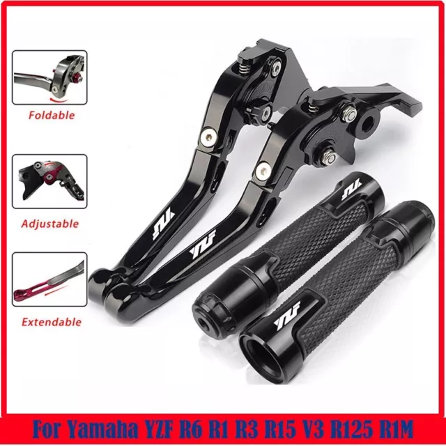 For Yamaha YZF R6 R1 R3 R15 V3 R125 R1M Brake Clutch Levers Handlebar Grips sets