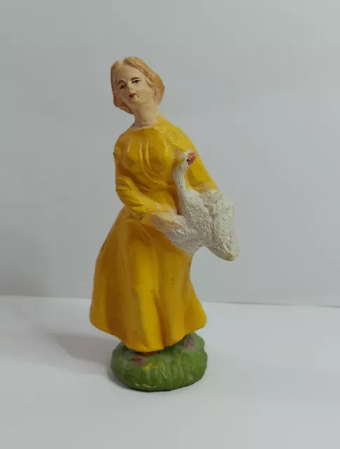 Statuina Del  Presepe  In Cartapesta E Pasta Anni 50.