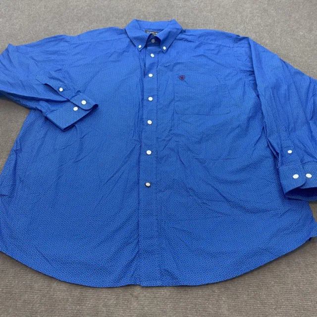 CINCH Western Shirt Mens XL Blue Polka Dots Long Sleeve Button Rodeo Cowboy Logo