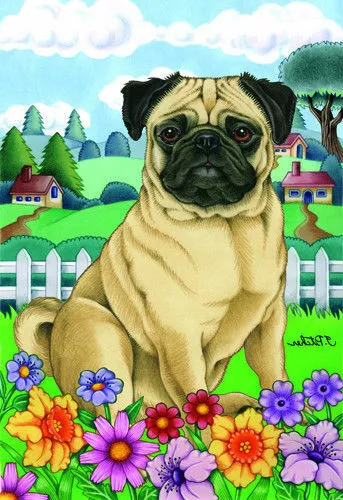 Spring House Flag - Fawn Pug 73022