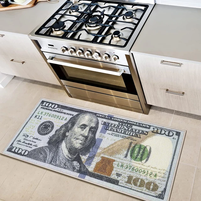 Alfombra de corredor moderna lavable a máquina diseño de billetes de $100 diseño antideslizante 22X53 fo