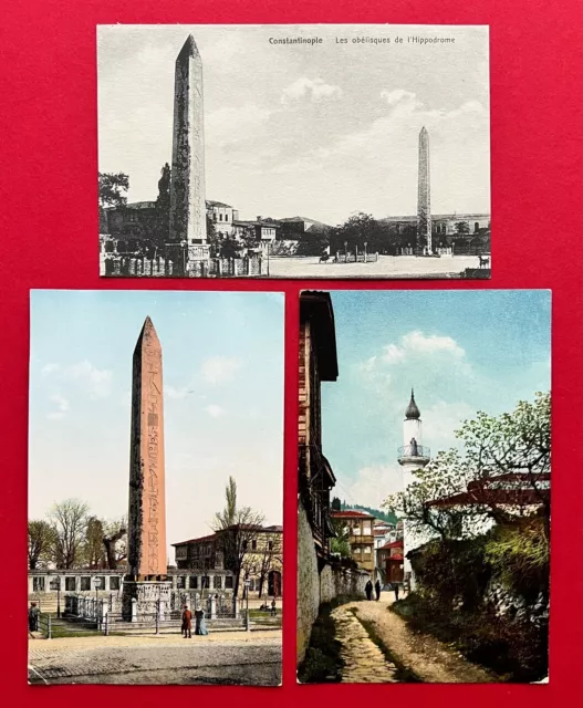 3 x AK CONSTANTINOPEL Türkei um 1910 Obelisk und Muezzin  ( 114635