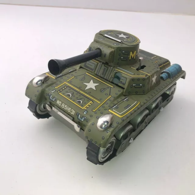 Masudaya Large Green M-58 US Army Tank Battery Operated - Modern Toys Japan C-9