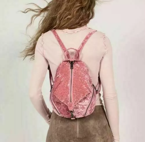 NWT Rebecca Minkoff Medium Julian Velvet Backpack $245 Soft Pink