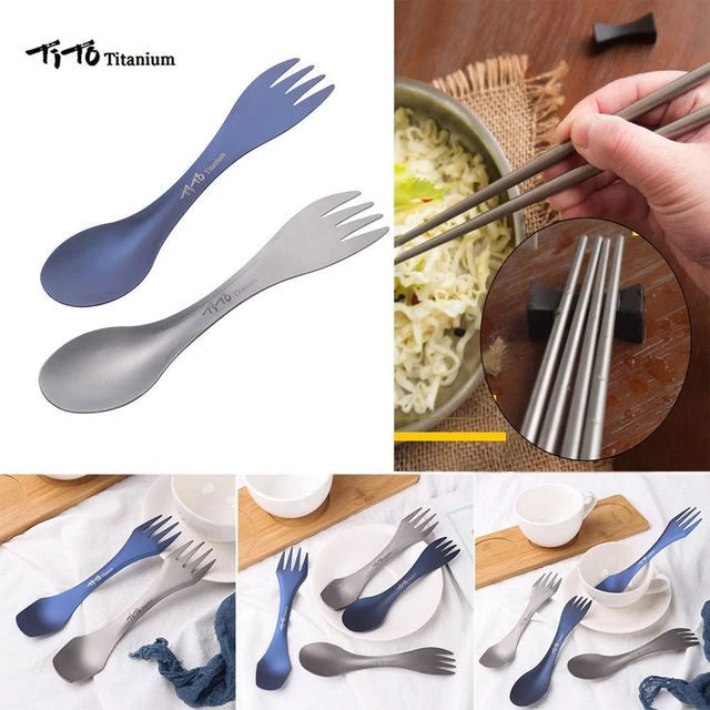 pique - nique Accessories Fourchette Cuisinière en titane pur Cuillère à manche
