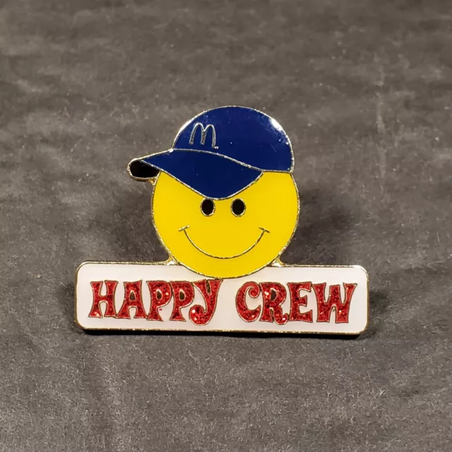 2009 McDonald's Employee "Happy Crew" Lapel Hat Pin Fast Food Advertising 1.25"