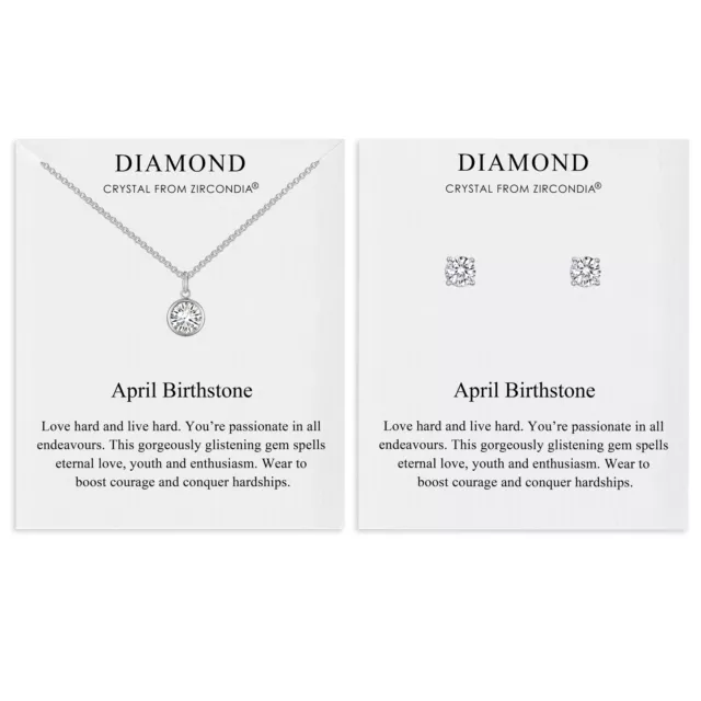 April (Diamond) Birthstone Necklace & Earrings Set Created with Zircondia® Cryst