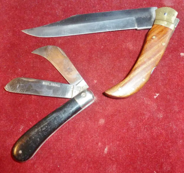 Deux Ancien Couteaux De Poche Pliant Un Laguiole Et Un Couteau Électricien Bost