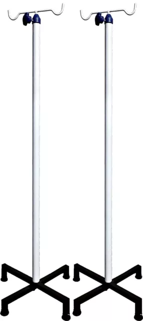Iron Saline 4 FT IV Stand For Hospital, White Color (2 PCS)