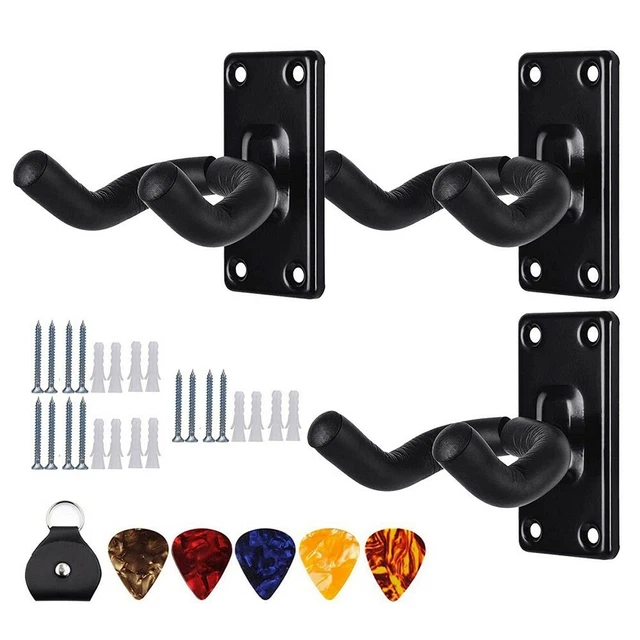 Guitar Hanger Wall Mount Stand Hook + Picks Holder Rack Bracket Bass Ukulele Set