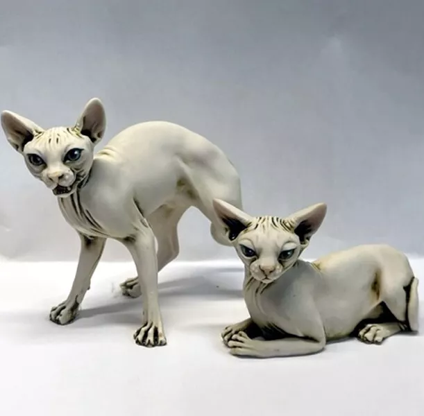 Harmony Kingdom artist Neil Eyre Designs Sphynx kitty cat LAYING hand made USA