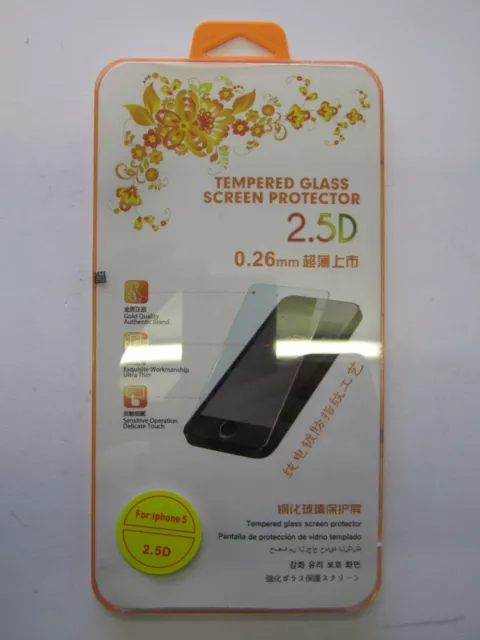 Top Quality 2.5D 0.26mm Tempered Glass Screen Protector for Apple Iphone 5 5S