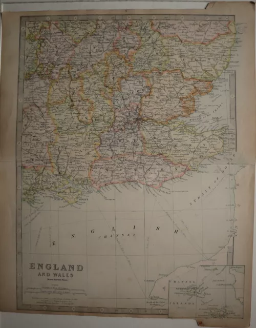 1871 Antique Map South Eastern England & Wales Isle Of Wight Sussex Hertford