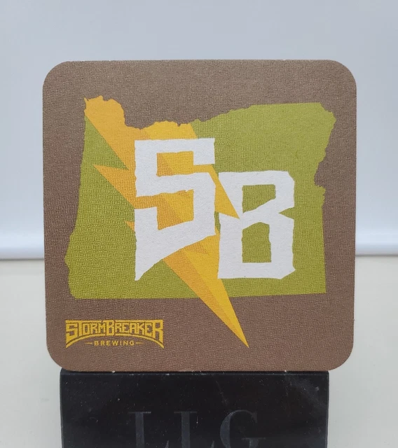 Beer Bar Coaster ~ STORMBREAKER Brewery ~ PORTLAND, OREGON - State Outline Can