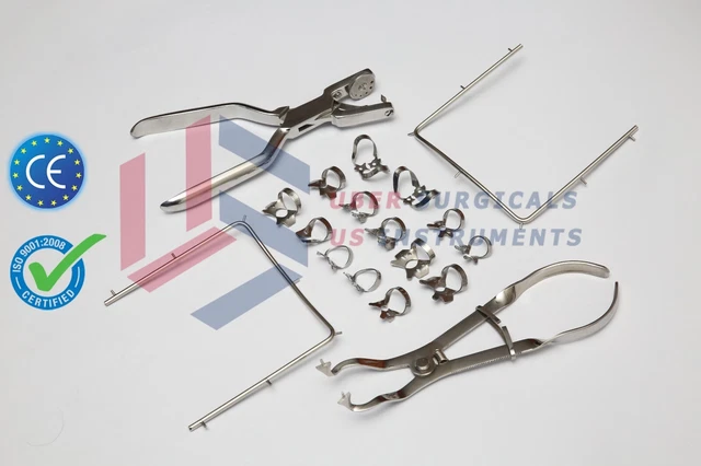 NEW 18 Pcs Rubber Dam Starter Set Kit with Frame Punch Clamps Dental Instruments