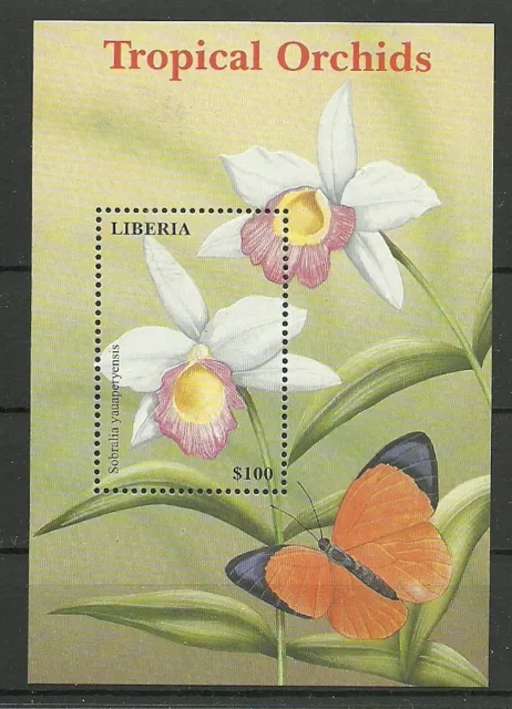 f879  ORCHIDEEN-Schmetterlinge/ Liberia MiNr Block 285 **