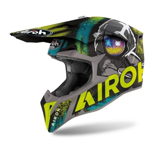 Casco Off Road Airoh Wraap Alien Yellow Matt - GARANZIA ITALIA