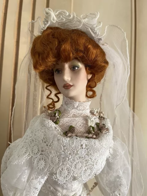 Franklin Heirloom Dolls Gibson Girl Anniversary Bride ~ Porcelain~Red Hair~Rare