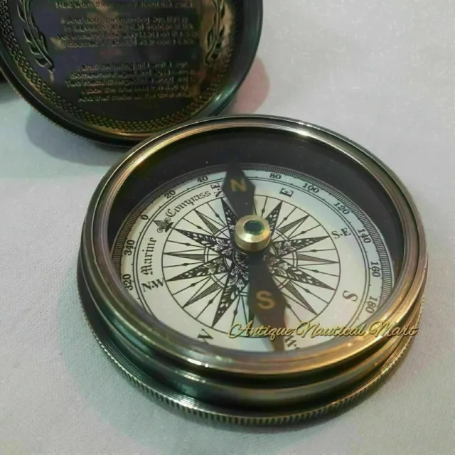 Nautical Brass Stanley London 1885 Compass With Leather Box