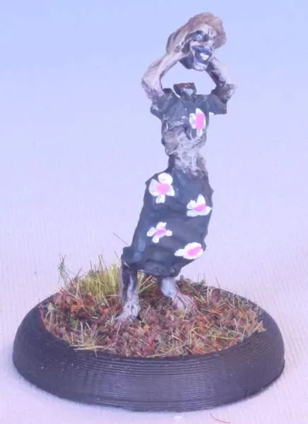 Female Zombie Miniature with Severed Head: 28mm Undead, Headless Zombie, Metal