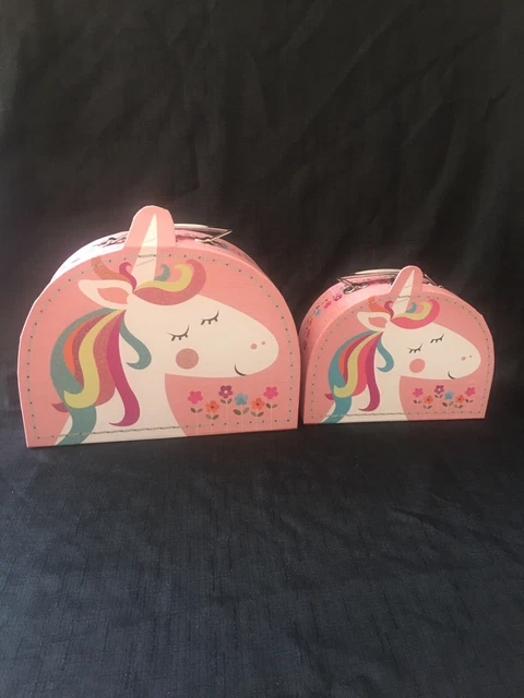 2 boîtes de rangement licorne valise étui crayon sac à lunch jouet cheveux maquillage fille cadeau