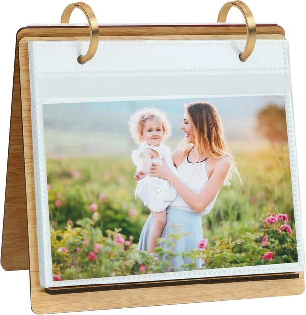 Mublalbum Piccolo album fotografico da 4 x 6 foto, 2 pezzi, copertina in lino, ogni mini libro fotografico da 26 pagine contiene 52 immagini verticali 4 x 6 per cartoline o per foto (beige