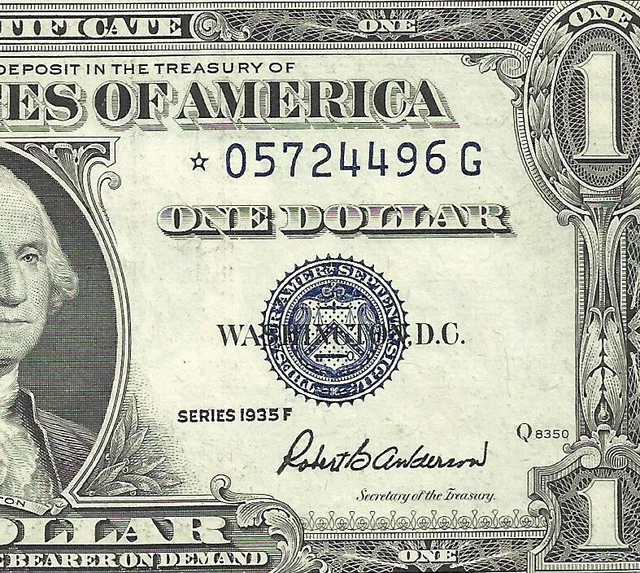 1935F $1 BLUE Seal **STAR** CRISP XF! Old US Paper Money Currency!