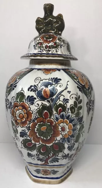 Belle Potiche DELFTS Sphinx Floral Keramik Polychroom H 32,5 D 17 Cm