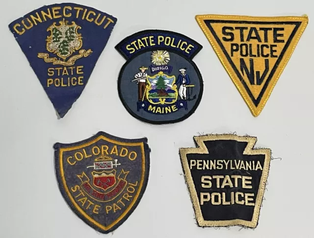 Patch Lot of 5 State Police Vintage Shoulder Rare Cheesecloth CO CN PA ME NJ