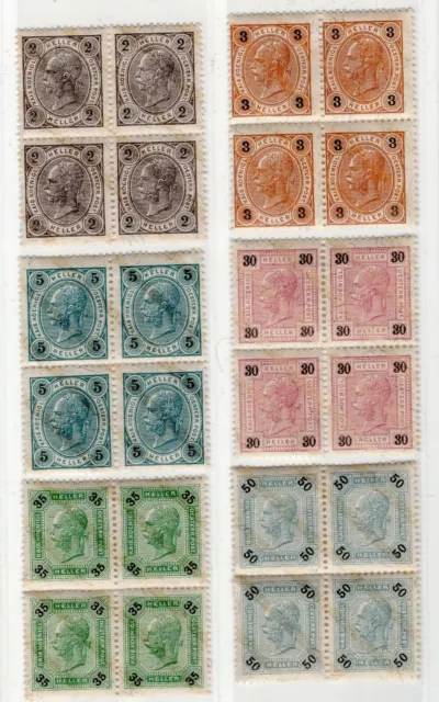 Austria 1901 Franz Josef Preciosos Bloques De 4 Papel Recubierto Perfecto Mnh/Mh Ver Escaneo