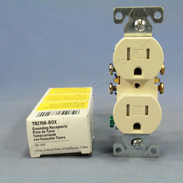 New Cooper Almond TAMPER RESISTANT Duplex Receptacle Outlet NEMA 5-15 15A TR270A