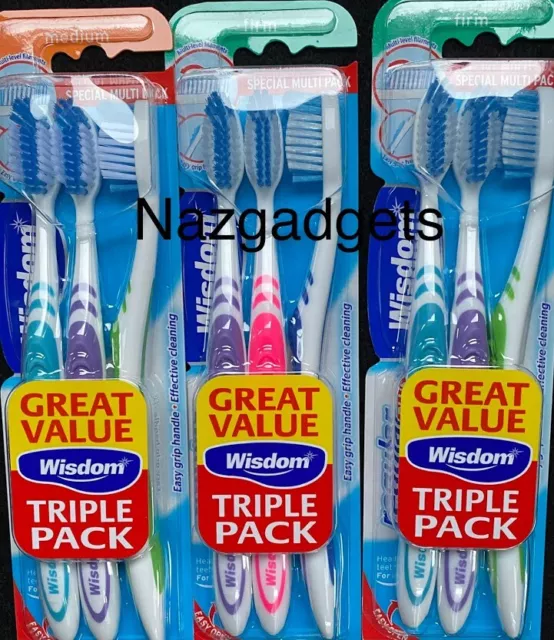 Wisdom Regular Plus Toothbrush / Toothbrushes - Medium / Firm - Pack of 3Brushes